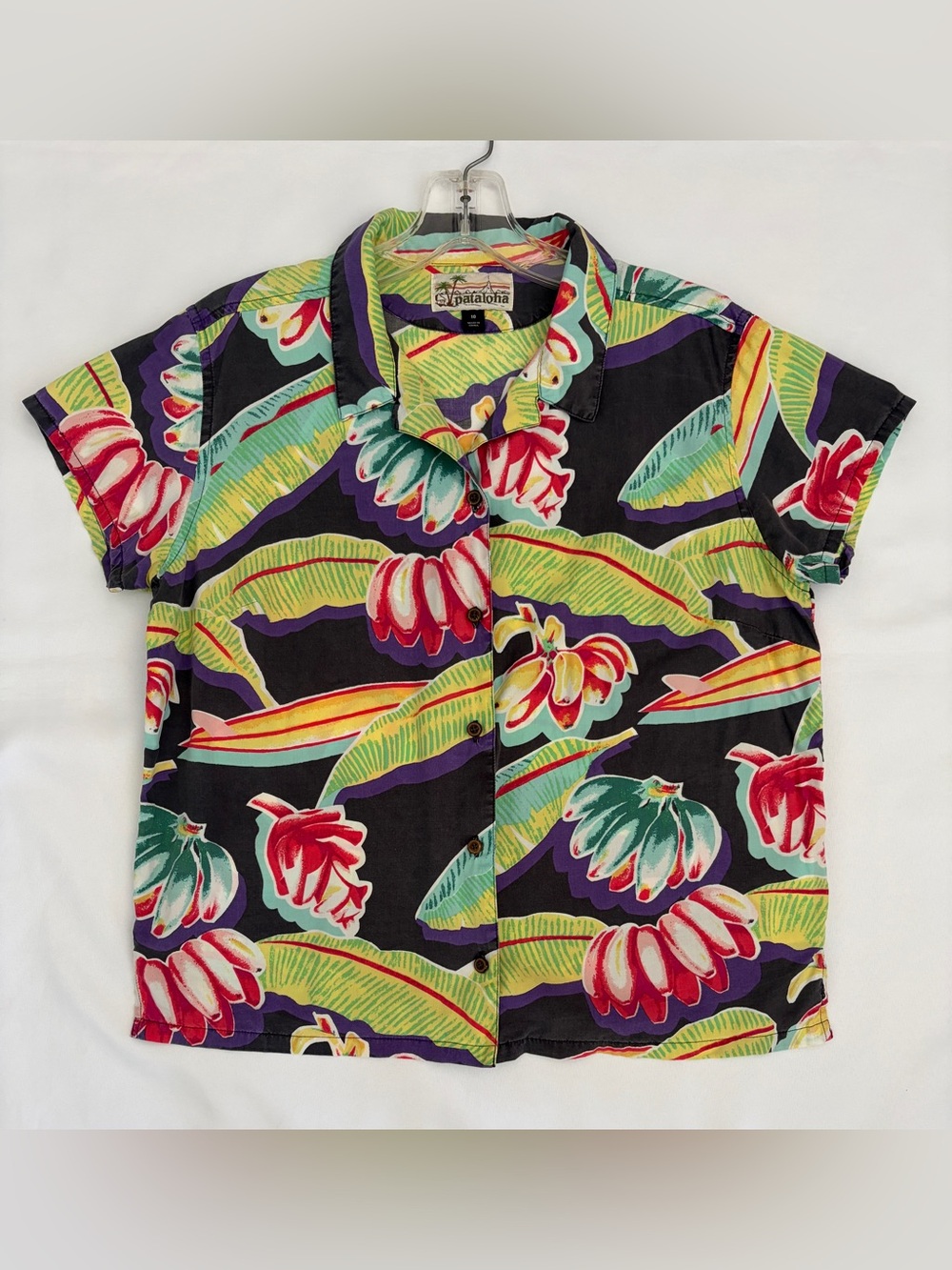 Patagonia Pataloha Hawaiian Shirt Women's 10 Black Bananas 52591SP17